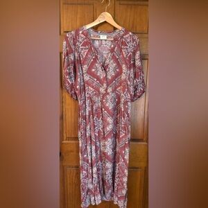 Knox Rose Burgundy Paisley Maxi Dress Size XXL
